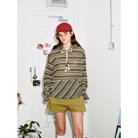 Damen Strick‑Kapuzenpullover mit Katzenohren und Kängurutasche Shop Nory