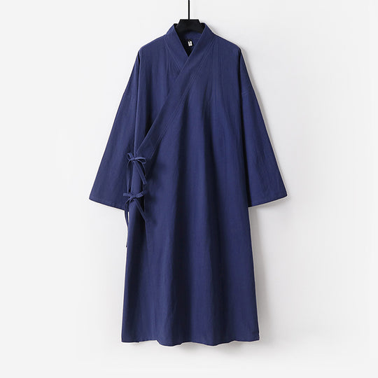 Damen Langes Wickelkleid im Kimono-Stil mit weitem Ärmel und seitlichen Bindebändern Shop Nory