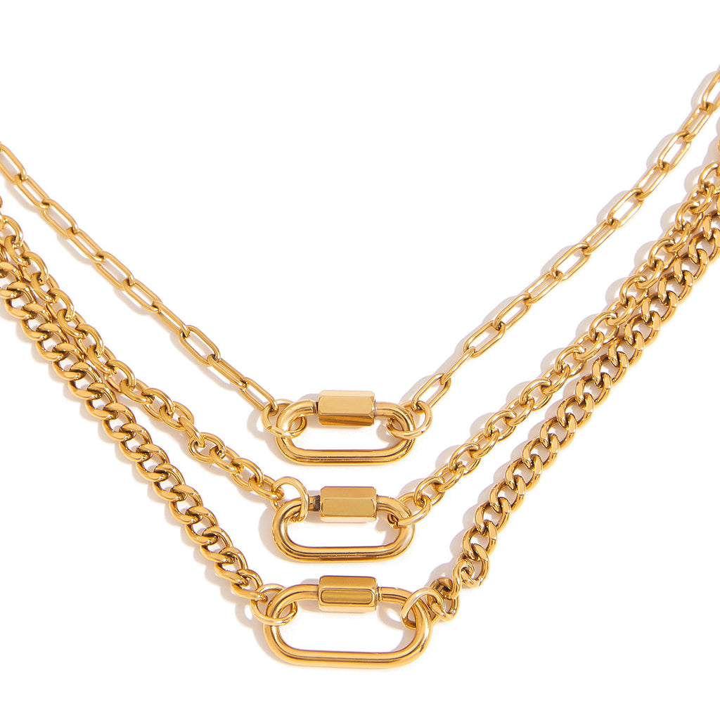 Damen Halskette mit modernem Gliederdesign aus hypoallergenem Edelstahl Shop Nory