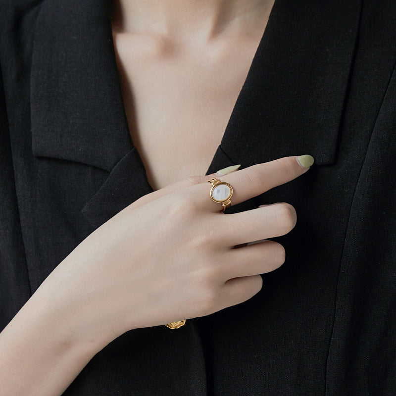 Damen eleganter Goldring mit Perlmutt-Einsatz Shop Nory