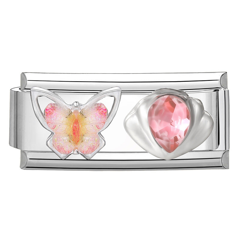 Modulare Charms-Anhänger mit Kristall-Schleife und Herzmotiven