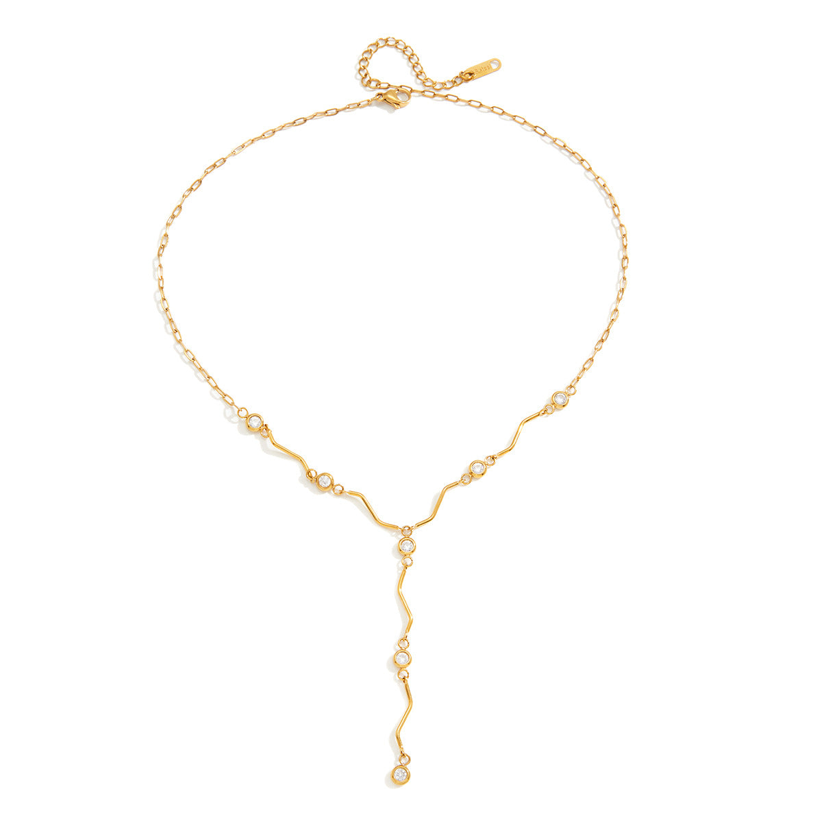 Damen Halskette mit verspieltem Wellen-Design und funkelnden Zirkonia Shop Nory