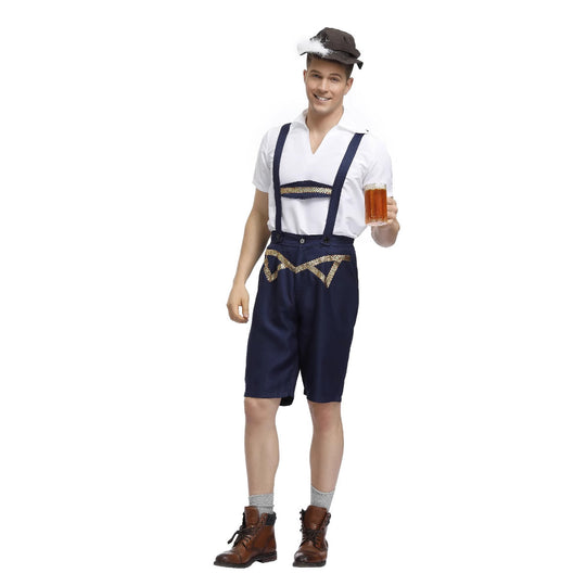 Herren nan traditionelle Oktoberfest Lederhose kurz mit verstellbaren Trägern und Zierstickerei Shop Nory