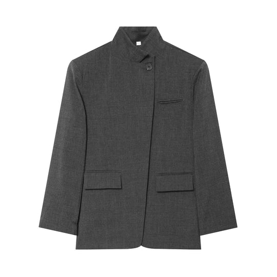 Damen Karierter Longblazer mit Stehkragen, verdeckter Knopfleiste und Pattentaschen Shop Nory