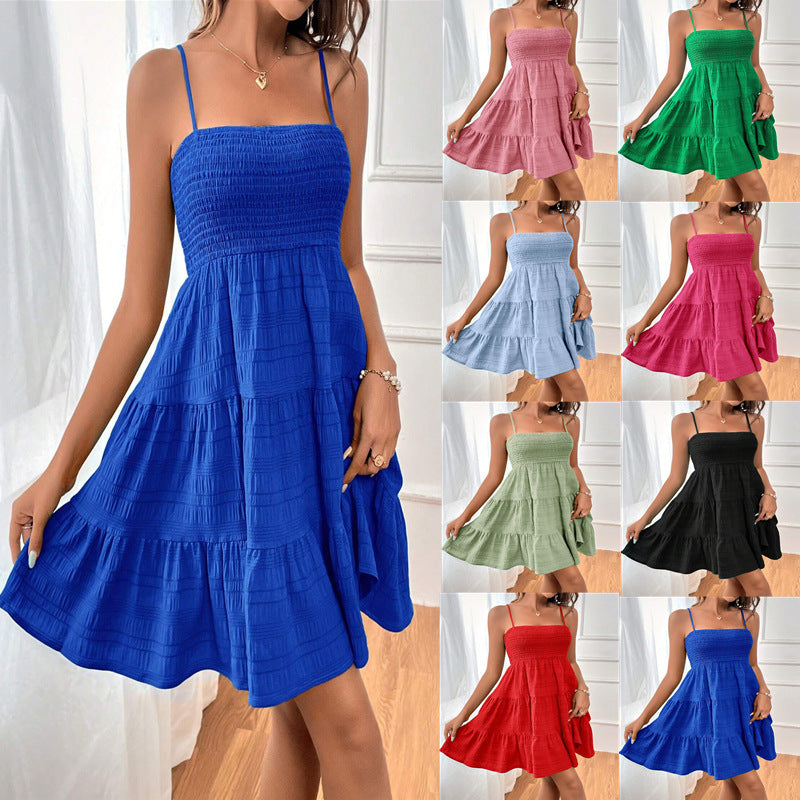 Damen Sommerliches Minikleid mit schmalen Trägern und Taillierung