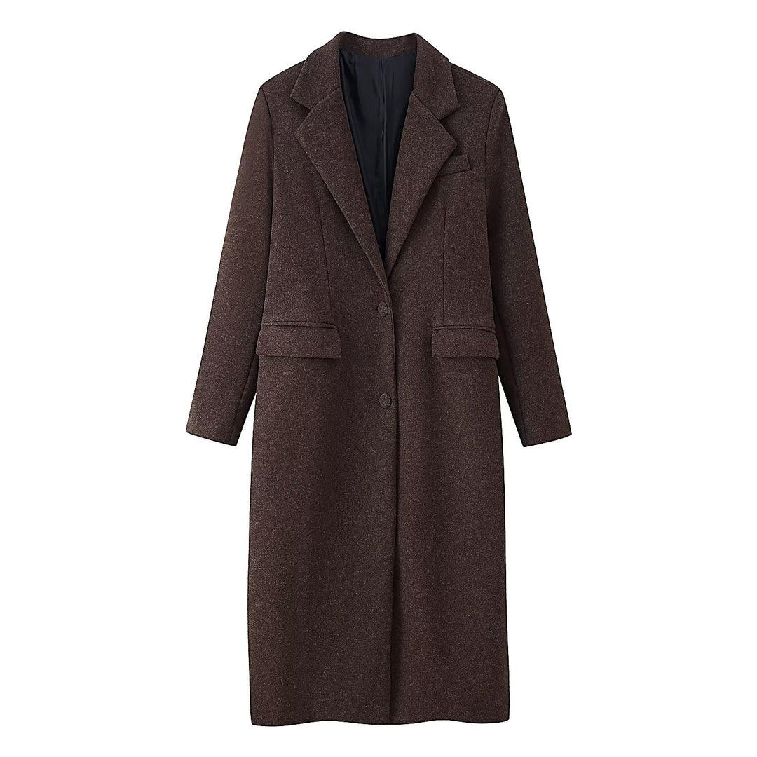 Damen Langer Wollmix-Mantel mit Reverskragen und Pattentaschen Shop Nory