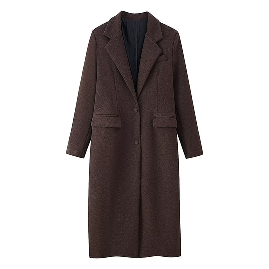 Damen Langer Wollmix-Mantel mit Reverskragen und Pattentaschen Shop Nory