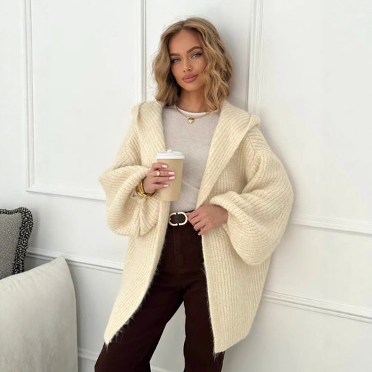 Damen Oversized Strickjacke mit Kapuze Shop Nory