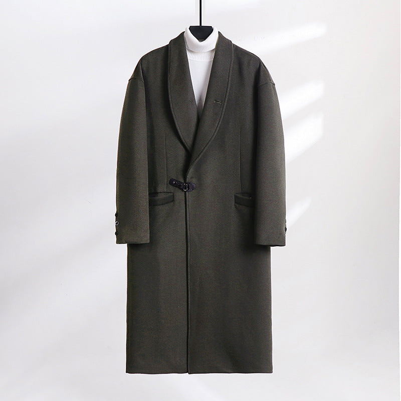 Herren Bodenlanger Wollmix-Mantel mit weitem Schalkragen und dekorativem Knebelverschluss Shop Nory