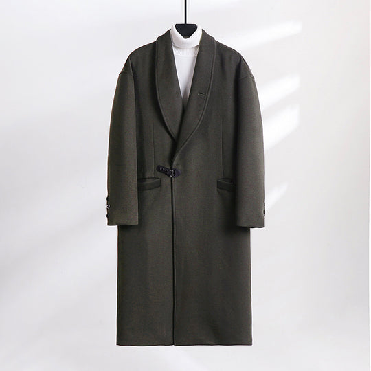 Herren Bodenlanger Wollmix-Mantel mit weitem Schalkragen und dekorativem Knebelverschluss Shop Nory