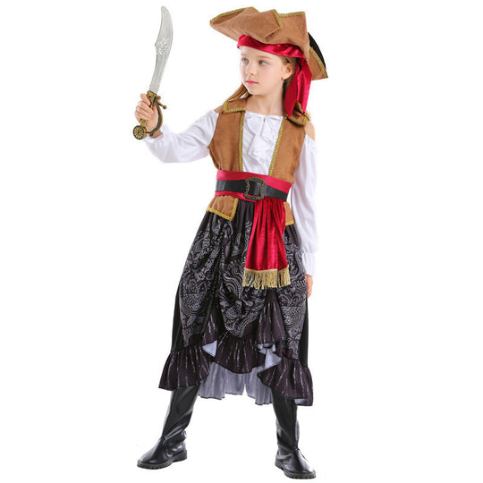 Mädchen Piratenkostüm mit authentischen Accessoires und schwingendem Rock Shop Nory
