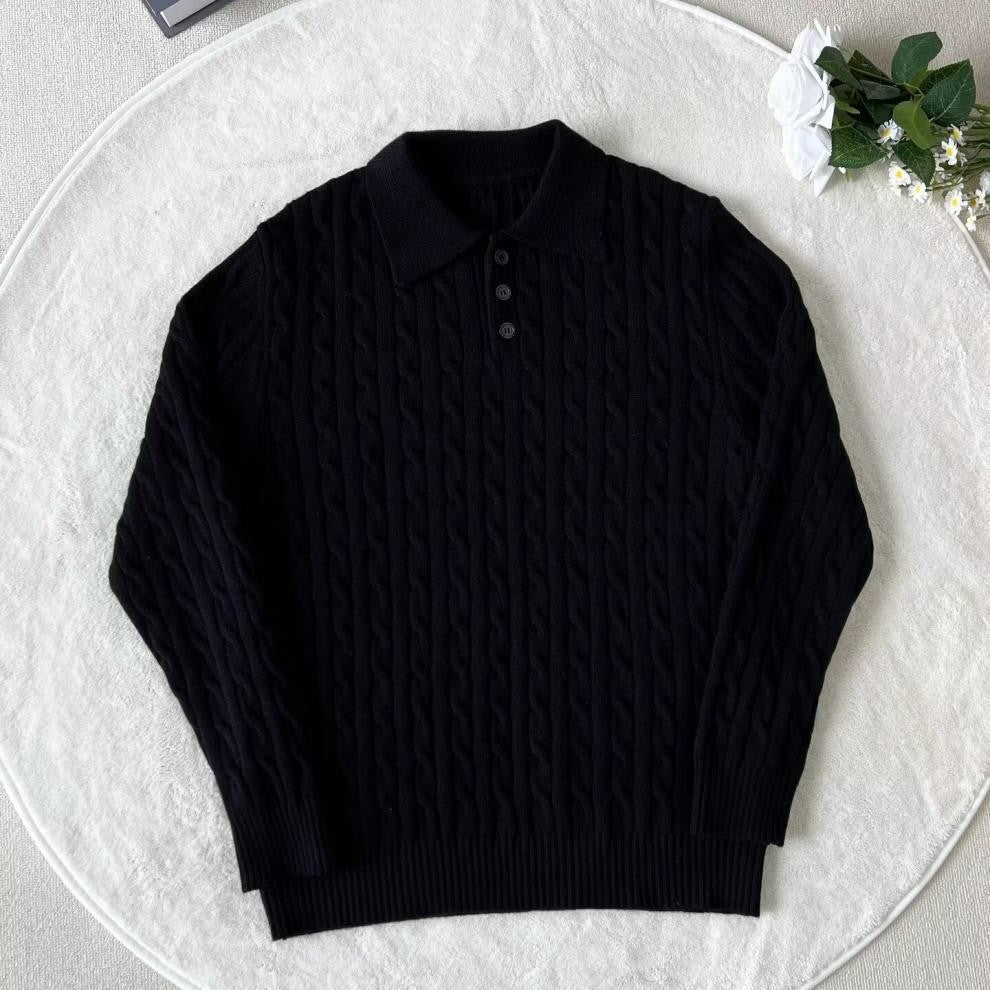 Herren Modisches Strick-Polohemd mit Zopfmuster Shop Nory
