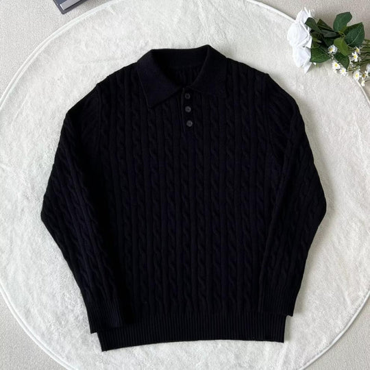 Herren Modisches Strick-Polohemd mit Zopfmuster Shop Nory