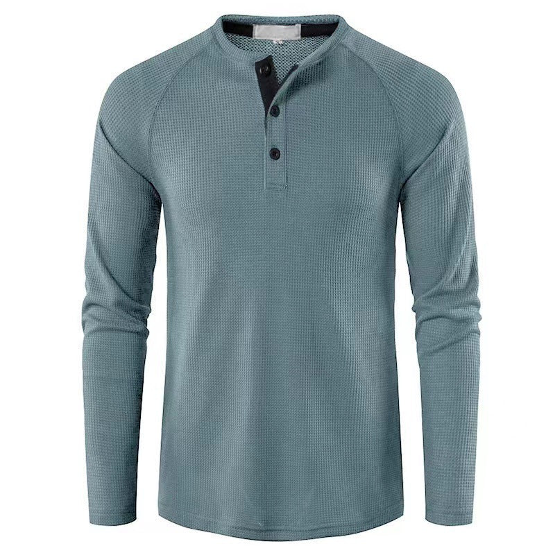Herren nan strukturiertes Henley-Langarmshirt mit Waffelstruktur, Halbknopfleiste und Raglanärmeln Shop Nory
