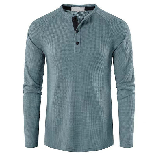 Herren nan strukturiertes Henley-Langarmshirt mit Waffelstruktur, Halbknopfleiste und Raglanärmeln Shop Nory