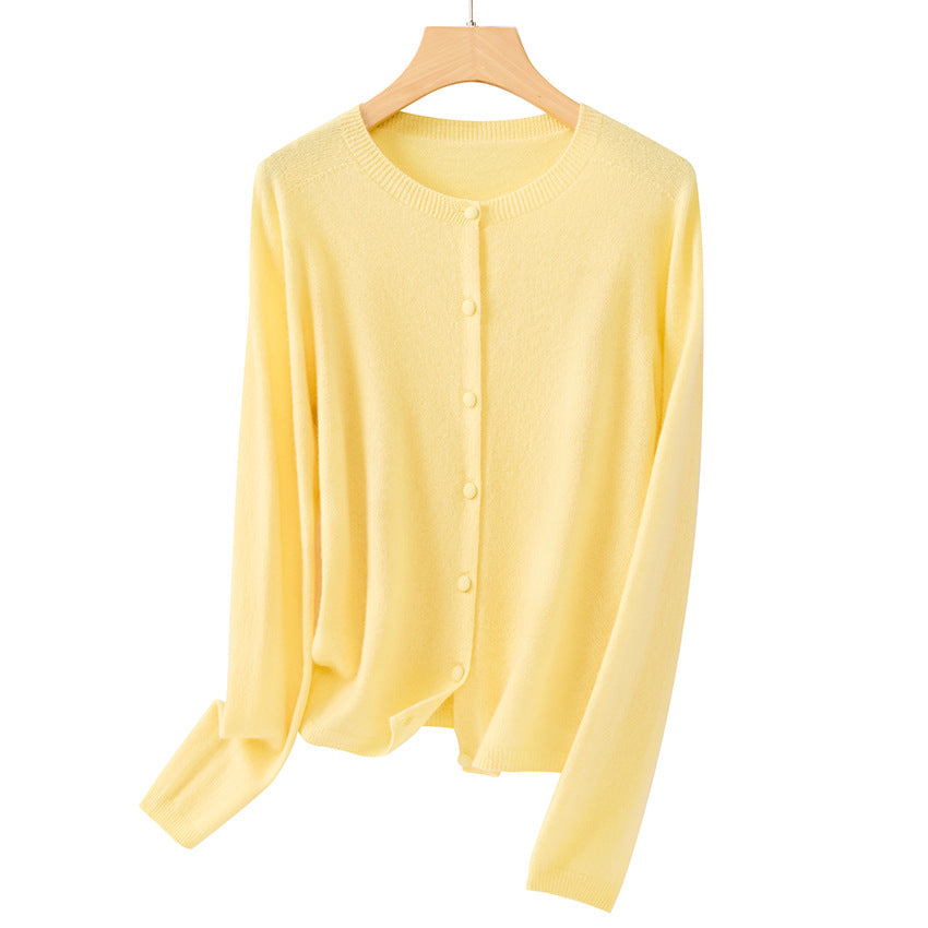 Damen Feiner Rundhals-Cardigan aus softem Feinstrick mit durchgehender Knopfleiste Shop Nory
