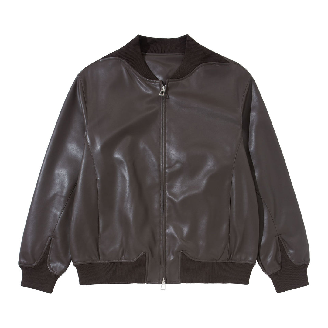 Herren Glattleder‑Bomberjacke mit nahtverdeckter Front und elastischen Rippenbündchen Shop Nory
