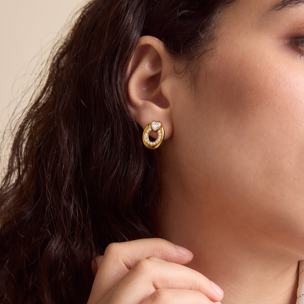 Damen Ohrhänger mit herzförmigem Kristallanhänger und eleganter Edelstahlverarbeitung Shop Nory