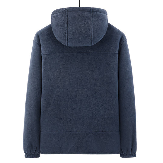 Herren Fleece-Kapuzenjacke mit Teddyfutter, Zwei-Wege-Reißverschluss und verdeckten Reißverschlusstaschen Shop Nory