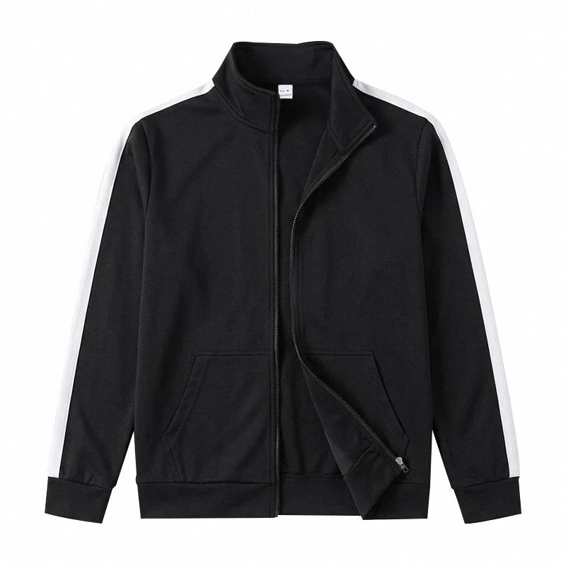 Herren Retro Trackjacke mit Stehkragen, Kontraststreifen und Kängurutasche Shop Nory