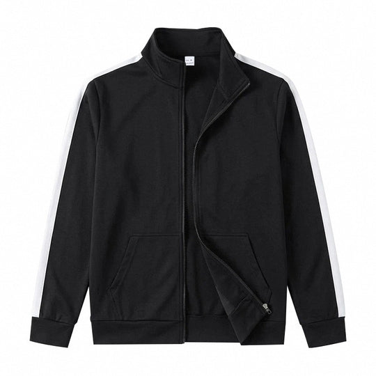 Herren Retro Trackjacke mit Stehkragen, Kontraststreifen und Kängurutasche Shop Nory