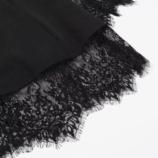 Damen Langarm-Minikleid mit Stehkragen, Cut-outs, goldenen Zierknöpfen und Spitzenbesatz Shop Nory