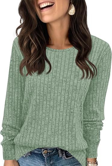 Damen Strukturierter Rippstrick-Pullover mit Rundhalsausschnitt, legerer Silhouette und weichen Bündchen Shop Nory