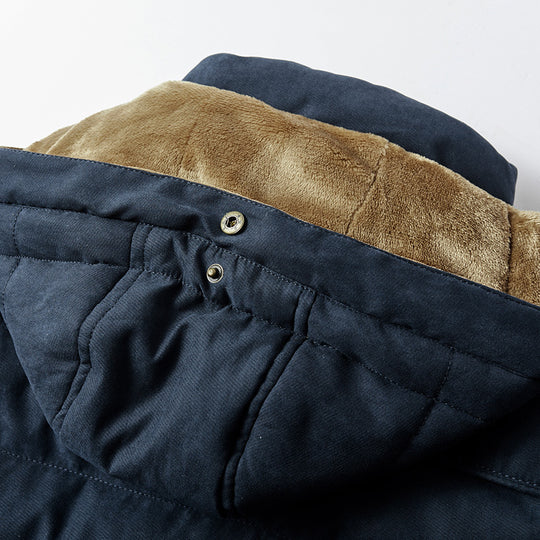 Herren wattierter Parka im Canvas-Look mit Teddyfleece-Innenfutter und Kapuze Shop Nory