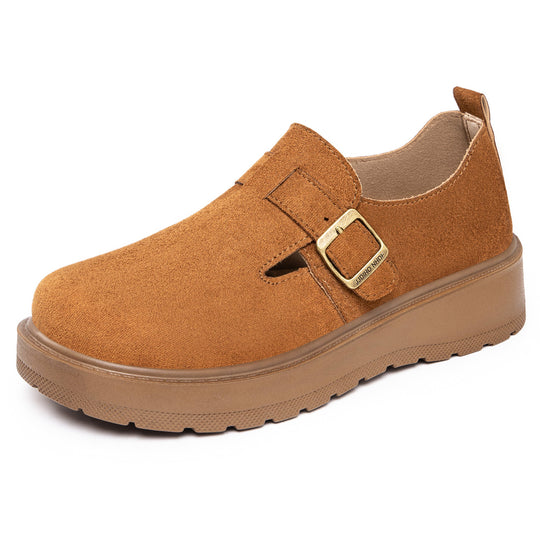 Damen nan Plateau-Mary-Jane Slipper mit Velourslederoberfläche und verstellbarer Metallschnalle Shop Nory