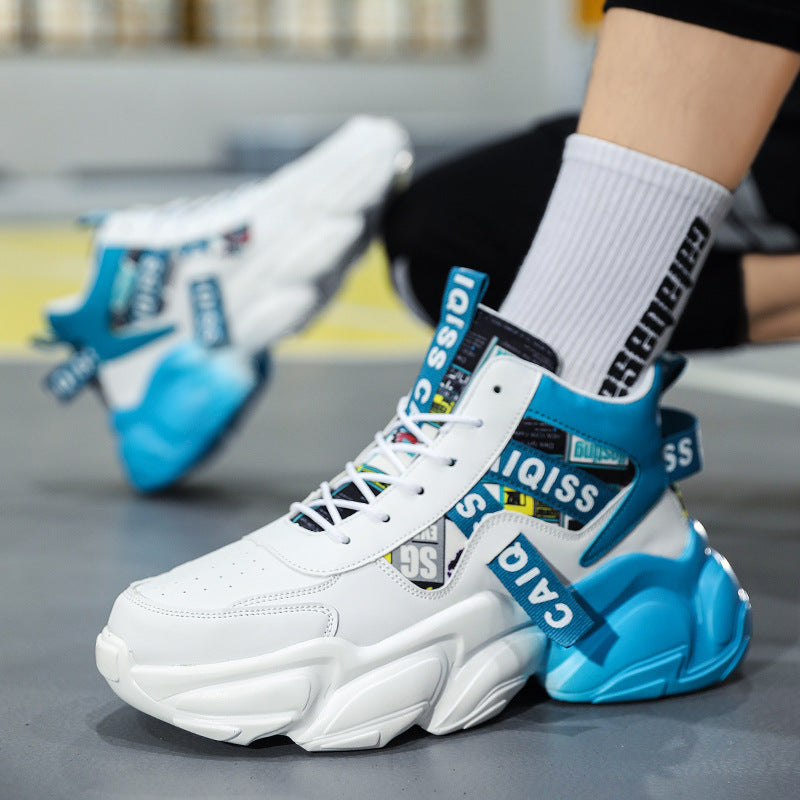 Herren futuristische High-Top Plateausneaker mit gemustertem Textil-Mix, gepolstertem Knöchelkragen und skulpturierter EVA-Sohle Shop Nory