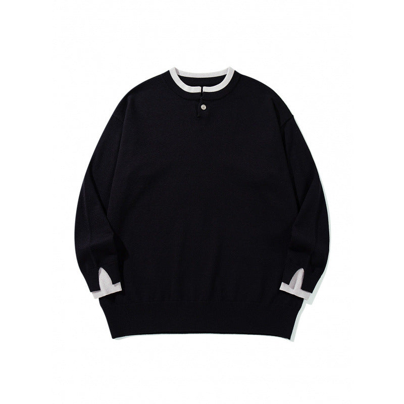 Unisex Oversize Feinstrickpullover mit Henley-Knopfleiste und Schlitzbündchen Shop Nory