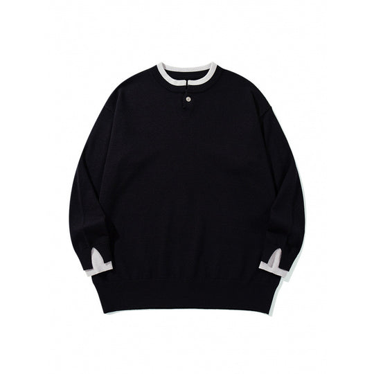Unisex Oversize Feinstrickpullover mit Henley-Knopfleiste und Schlitzbündchen Shop Nory