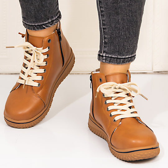 Damen gefütterte Schnür-Stiefelette mit seitlichem Reißverschluss und profilierter Gummisohle Shop Nory