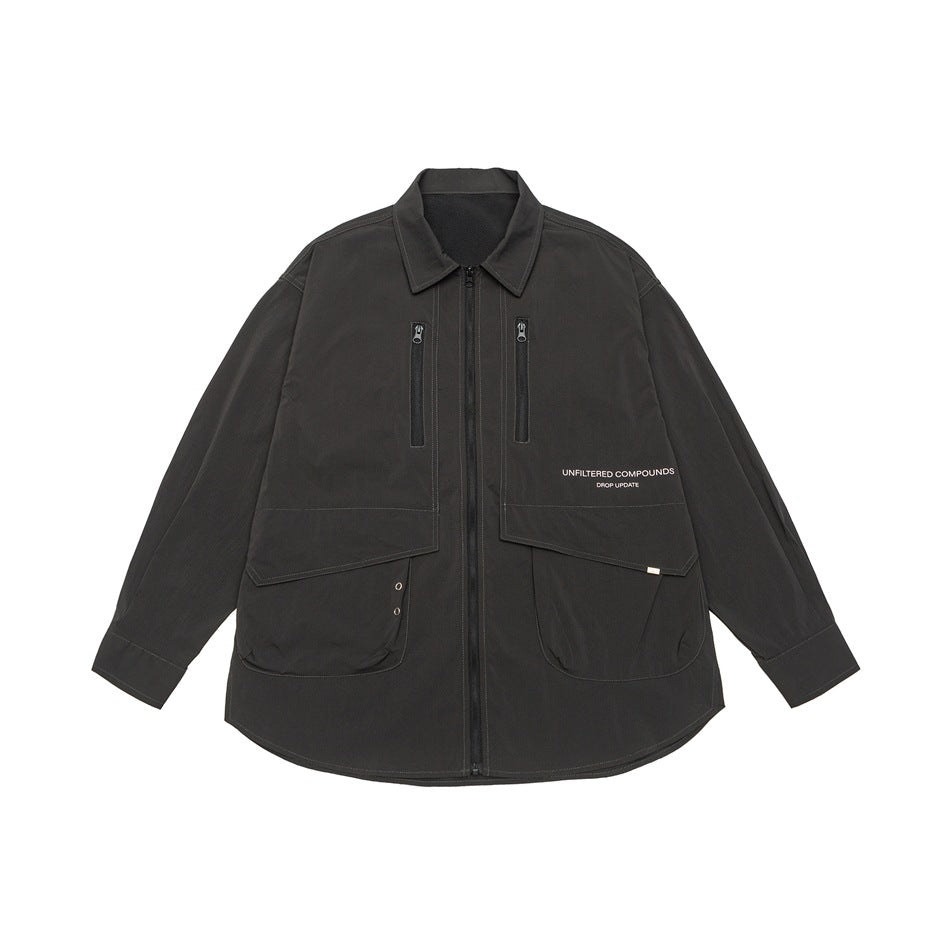 Unisex Technisches Overshirt-Jacke im Boxy-Cut mit Frontreißverschluss und Multifunktions-Taschen Shop Nory