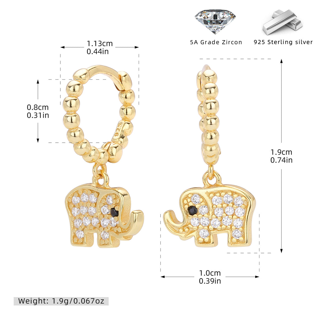 Damen Ohrhänger im verspielten Elefanten-Design aus 925er Sterlingsilber Shop Nory