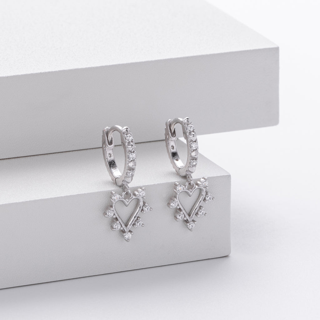 Damen Ohrhänger mit herzförmigem Zirkon-Anhänger aus hochwertigem 925 Sterling Silber Shop Nory