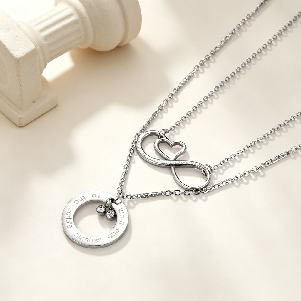 Damen Mehrlagige Halskette mit unendlichem Symbol und personalisiertem Anhänger Shop Nory
