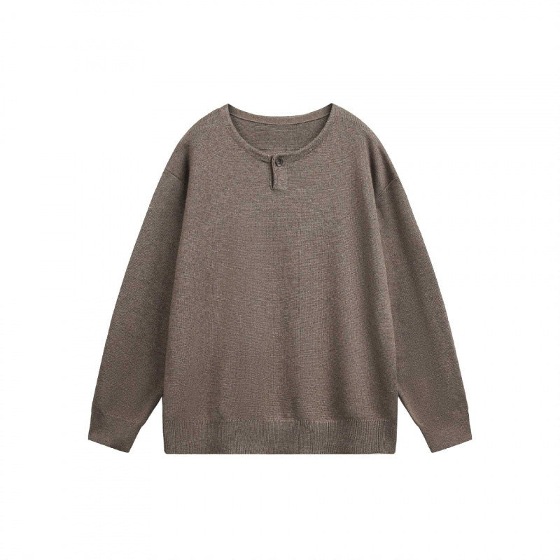 Unisex Oversize-Feinstrickpullover mit kurzem Henleyverschluss und strukturierter Mélange-Qualität Shop Nory