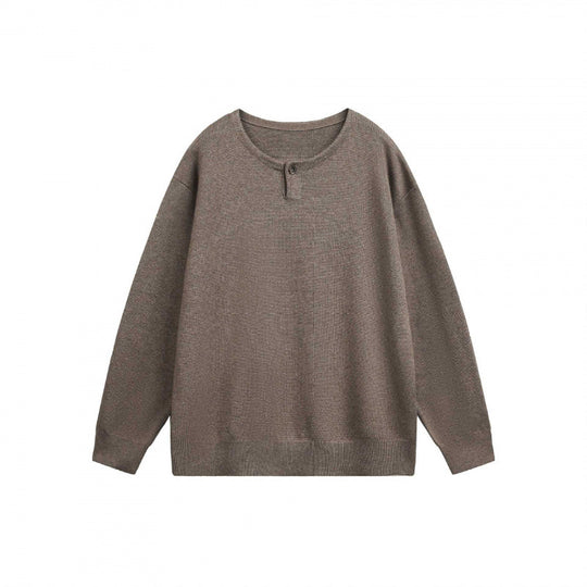 Unisex Oversize-Feinstrickpullover mit kurzem Henleyverschluss und strukturierter Mélange-Qualität Shop Nory