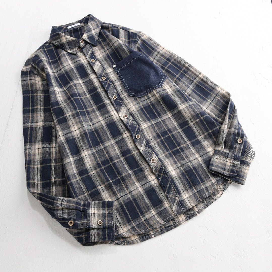 Herren kariertes Flanell-Overshirt im Relaxed-Fit mit kontrastierter Brusttasche Shop Nory
