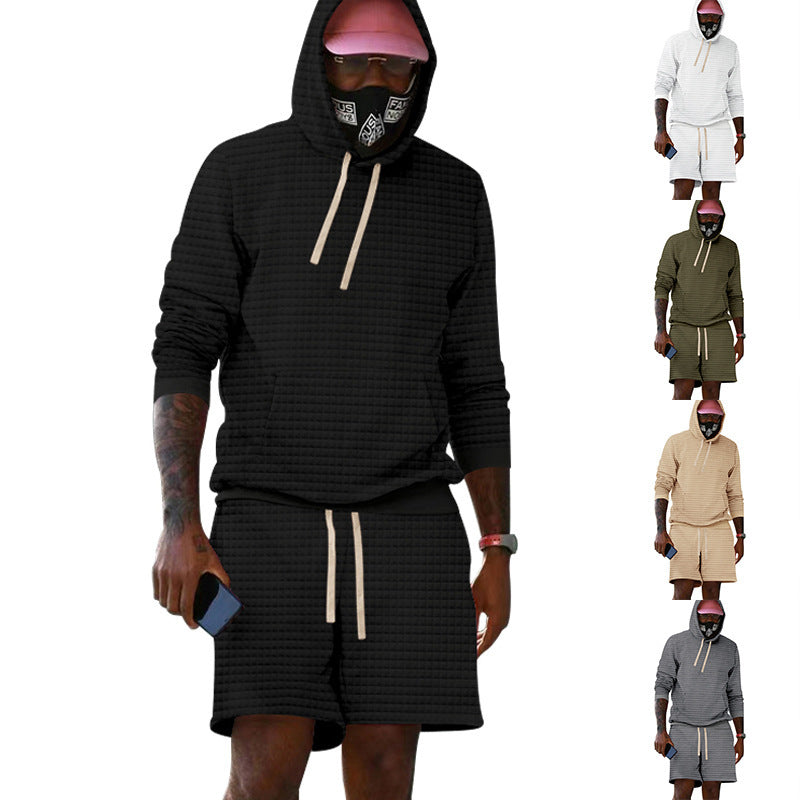 Herren Sportiv gestepptes Hoodie- und Shorts-Set