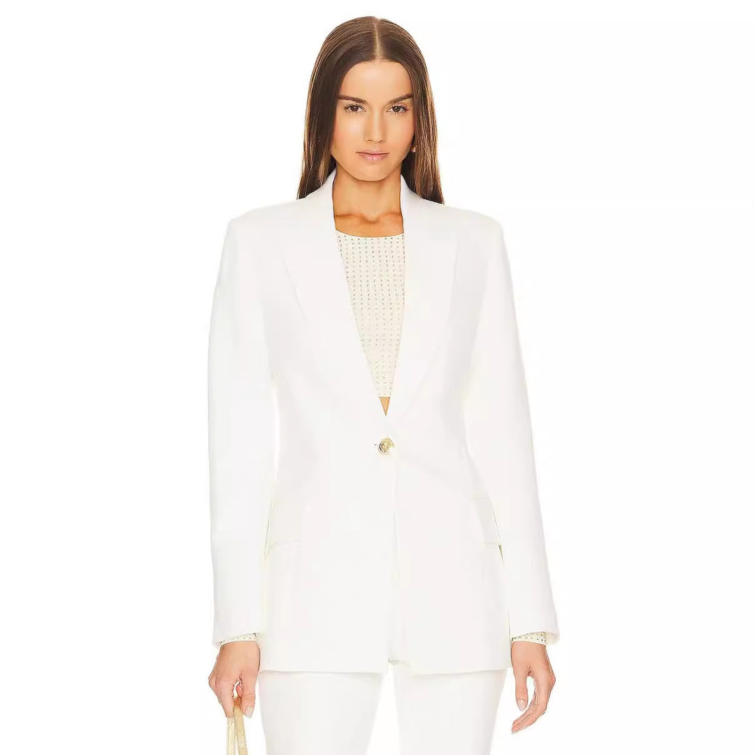 Damen Zweiteiliger Tailoring‑Anzug mit tailliertem Ein‑Knopf‑Blazer und ausgestellter Schlaghose Shop Nory
