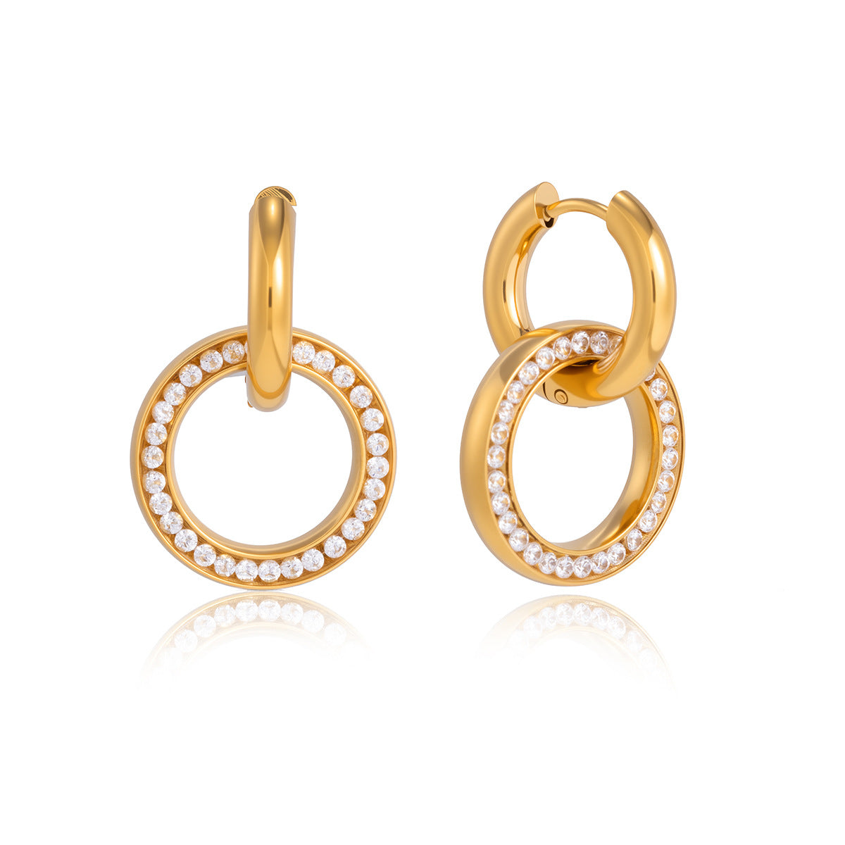 Damen Ohrhänger mit funkelnden Zirkonia-Ringen und hypoallergener Edelstahlverarbeitung Shop Nory