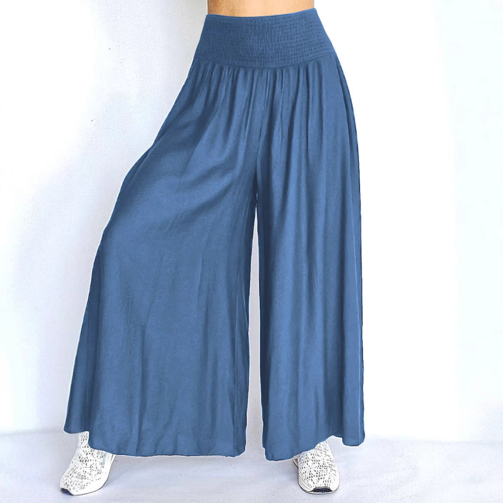 Damen Weite Palazzo-Hose mit elastischem Bund und fließendem Stoff