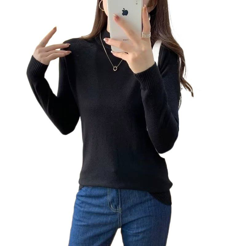 Damen Feiner Langarm-Feinstrickpullover mit schmalem Stehkragen und gerippten Bündchen Shop Nory