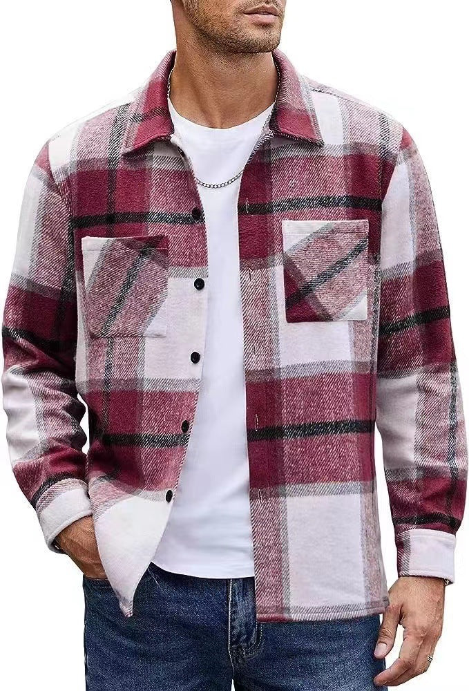 Herren lässige Karomuster Hemdjacke