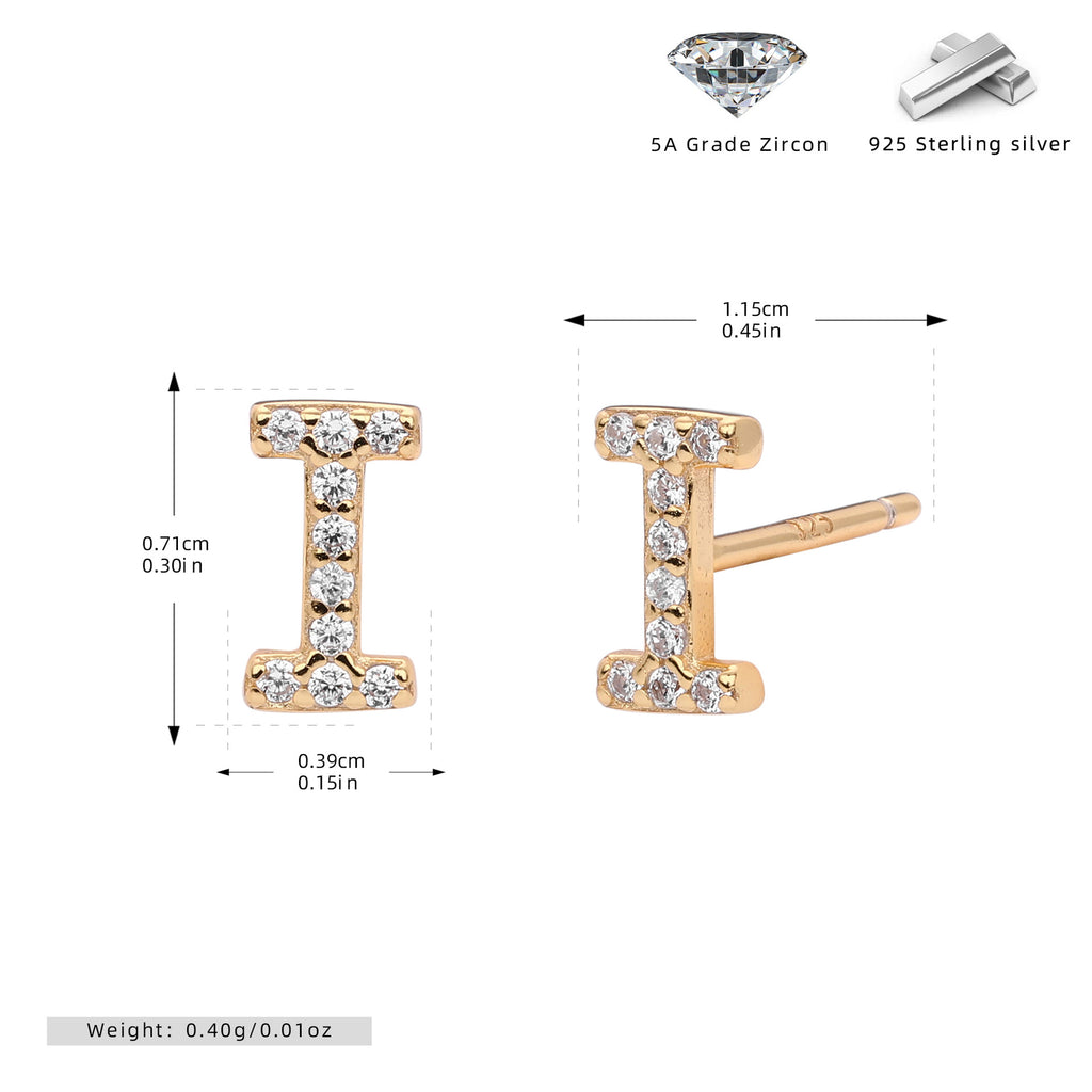Damen Ohrstecker aus 925 Sterling Silber mit luxuriösem Zirkonbuchstaben R Shop Nory