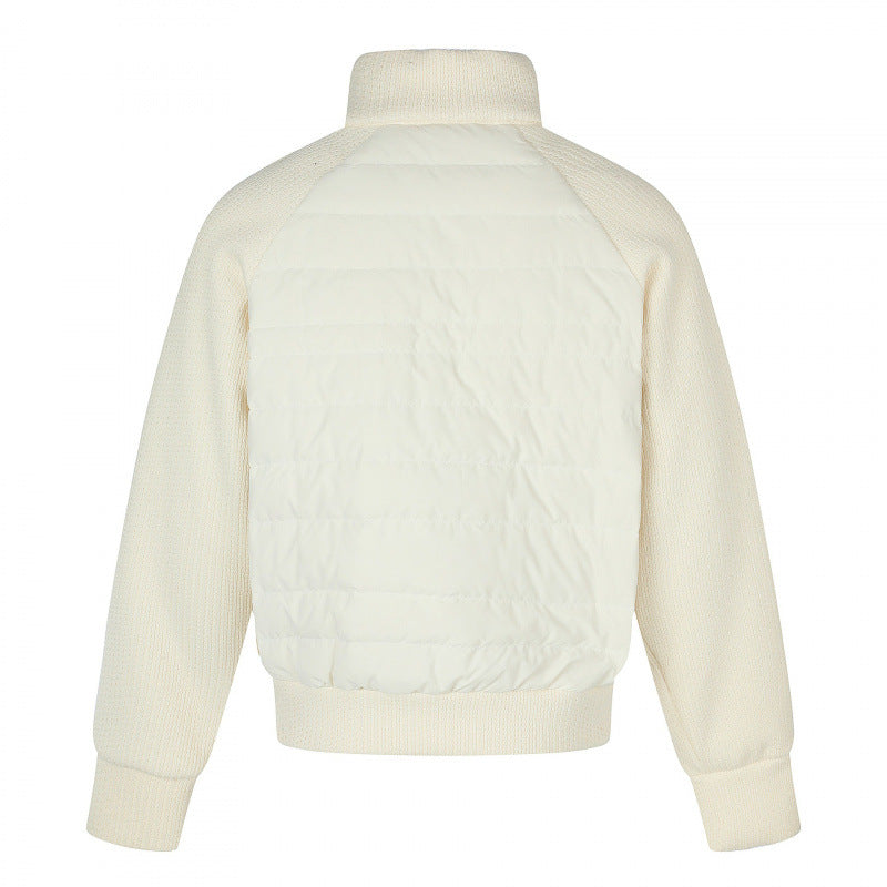 Damen Hybrid-Steppjacke mit gesteppter Front, Grobstrickärmeln und hohem Stehkragen Shop Nory