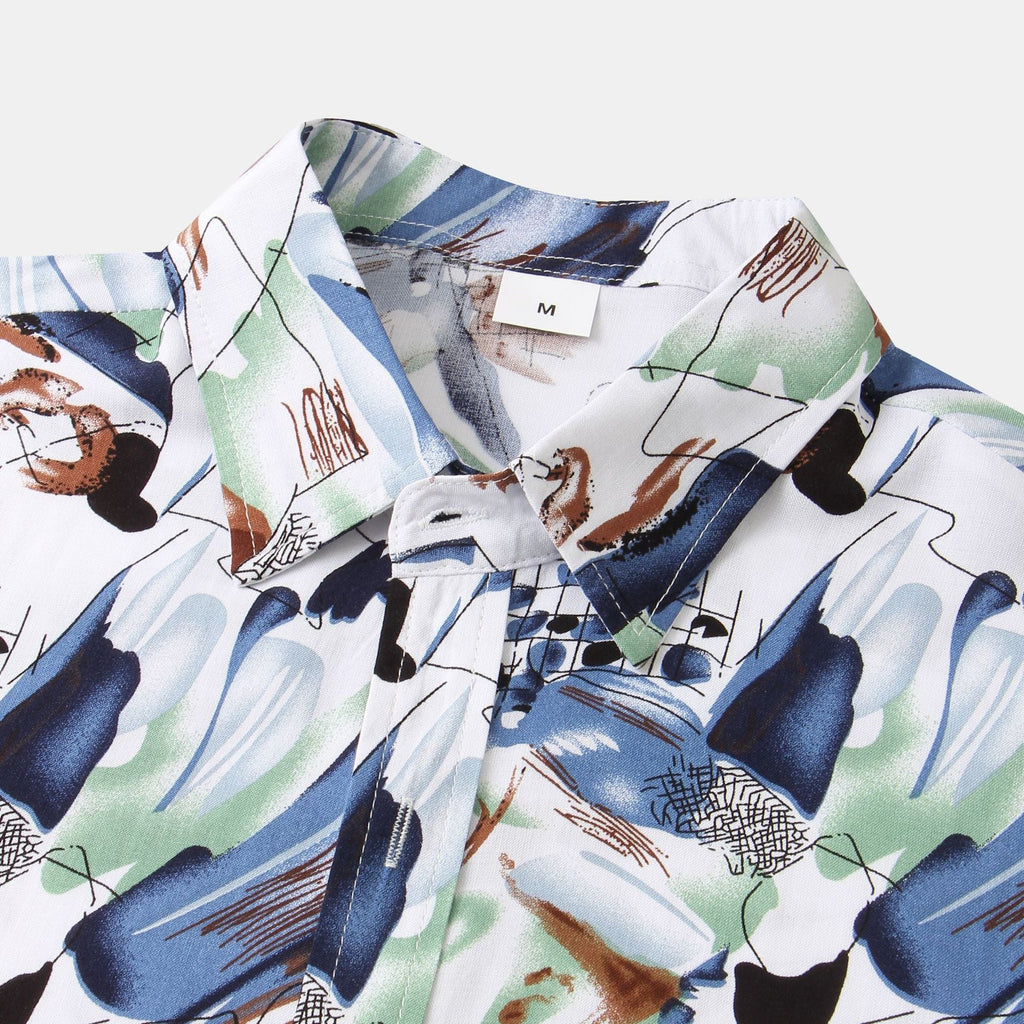 Herren Kurzarmhemd im kreativen Aquarell-Design