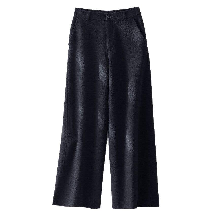 Damen Weite Wollhose mit hohem Bund und Taschen Shop Nory
